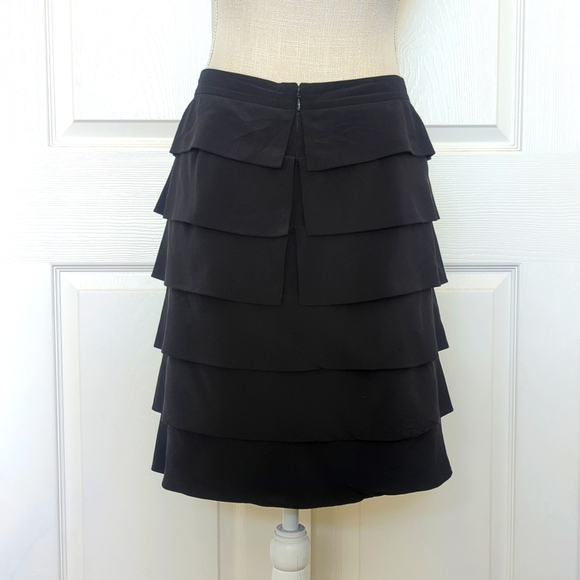 Tory Burch Florence Silk Tiered Black Mini Skirt - Picture 4 of 6